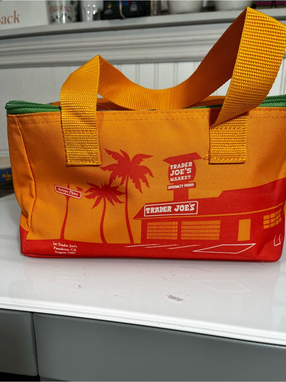 Trader Joe's NWT mini insulated Limited ed. Orange & lime green Mini Tote Bag